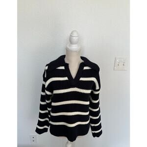Eche Navy and White Striped Sweater - S